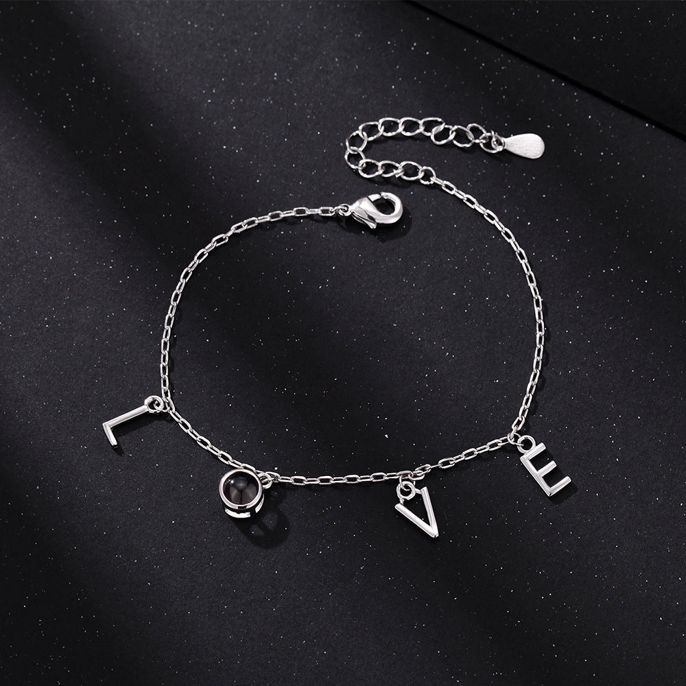 Bracelet With Photo Inside Word Love