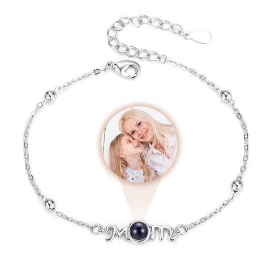 Bracelet With Photo Inside Word Mom