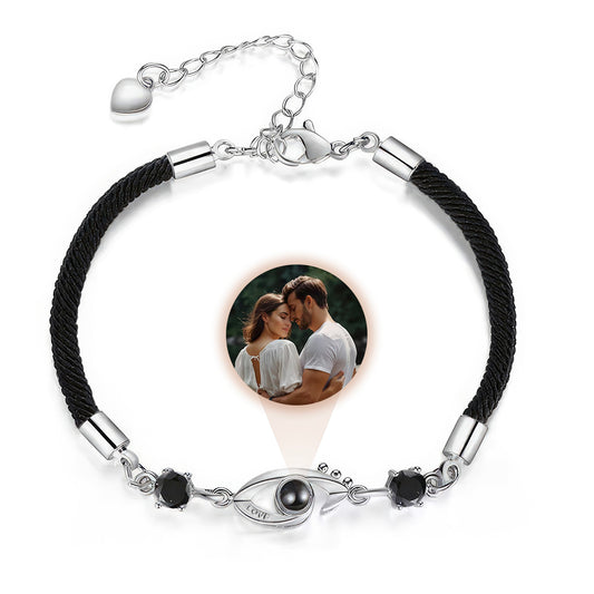 Bracelet With Photo Inside Eye With The Word Love [Braided Cord]