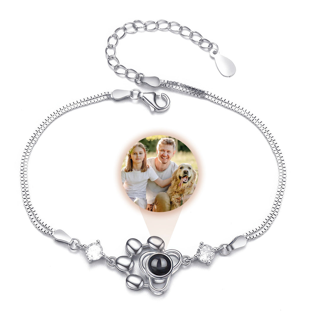 Bracelet With Your Photo - Paw Print Design