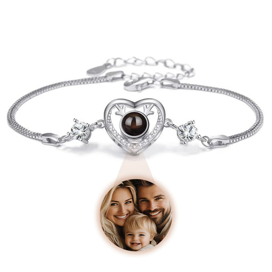 Bracelet With Photo Inside Reindeer Heart