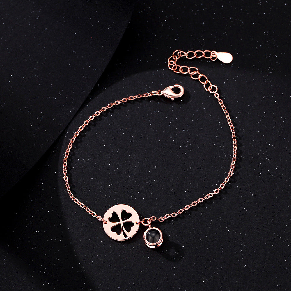 Bracelet With Photo Inside Lucky Clover