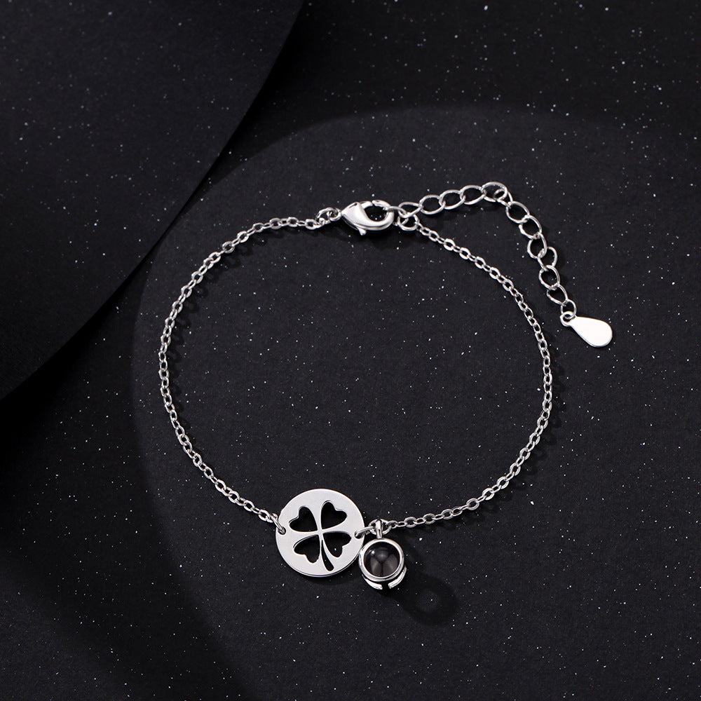 Bracelet With Photo Inside Lucky Clover