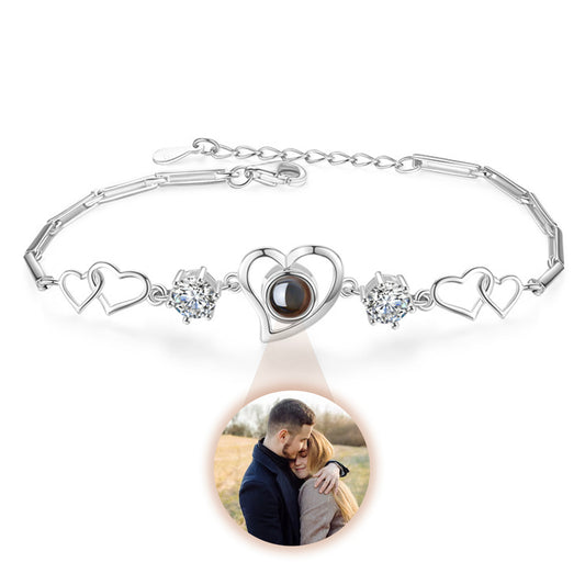 Bracelet With Photo Inside Smile Connected Hearts