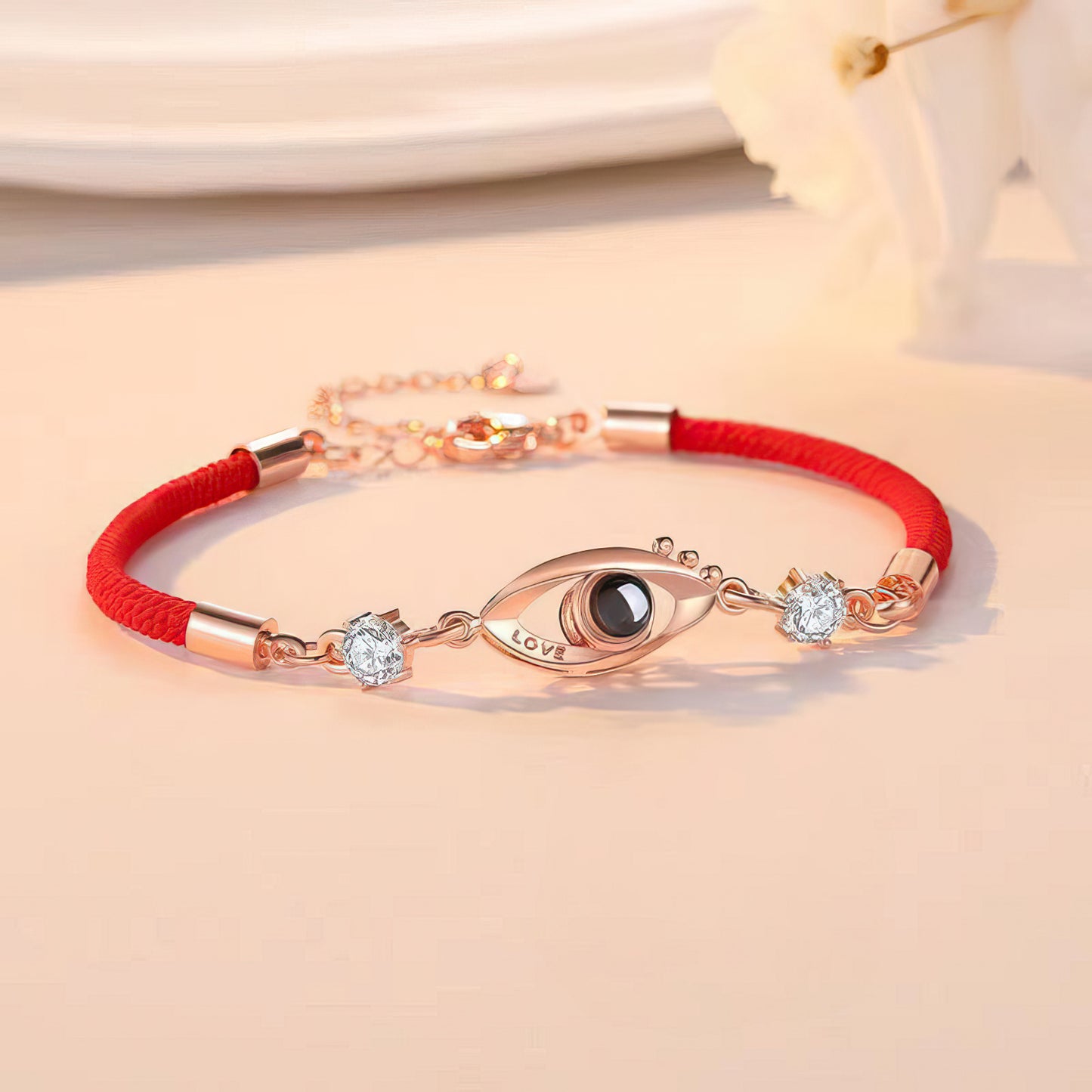 Bracelet With Photo Inside Eye With The Word Love [Braided Cord]