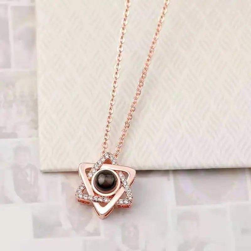 Necklace "Triangular Chaos" With Photo Inside