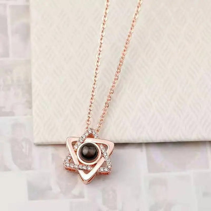 Necklace "Triangular Chaos" With Photo Inside